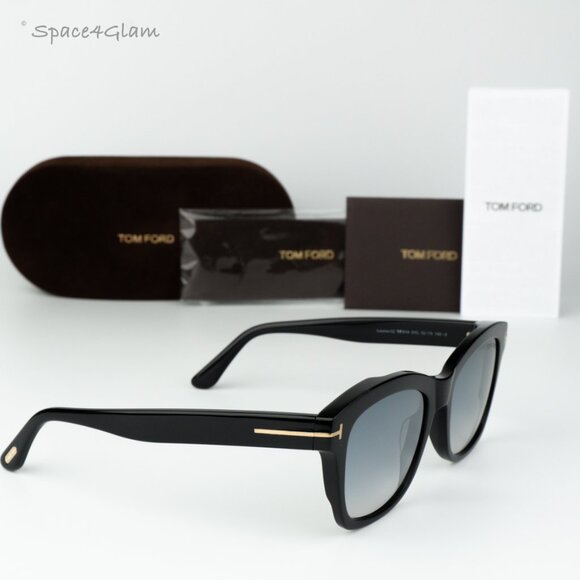 BRAND NEW Tom Ford Women Sunglasses Black Grad Smoke Silver Square FT0614/S 01C - Picture 4 of 11